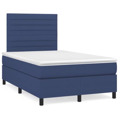 Pat box spring cu saltea, albastru, 120x190 cm, material textil GartenMobel Dekor
