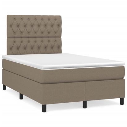 Pat box spring cu saltea, taupe, 120x190 cm material textil GartenMobel Dekor