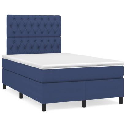 Pat box spring cu saltea, albastru, 120x190 cm, material textil GartenMobel Dekor