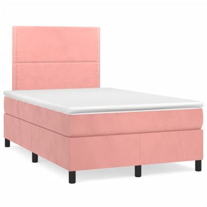Pat box spring cu saltea, negru, 120x190 cm, catifea GartenMobel Dekor