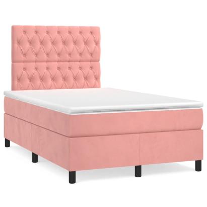 Pat box spring cu saltea, negru, 120x190 cm, catifea GartenMobel Dekor