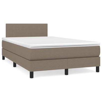 Pat cu arcuri, saltea și LED, gri taupe, 120x190 cm, textil GartenMobel Dekor