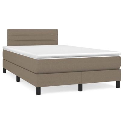 Pat cu arcuri, saltea și LED, gri taupe, 120x190 cm, textil GartenMobel Dekor
