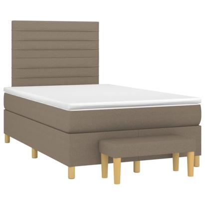 Pat box spring cu saltea, taupe, 120x190 cm material textil GartenMobel Dekor