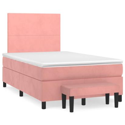 Pat box spring cu saltea, negru, 120x190 cm, catifea GartenMobel Dekor