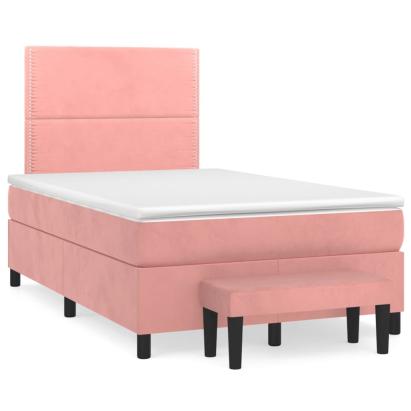 Pat box spring cu saltea, negru, 120x190 cm, catifea GartenMobel Dekor