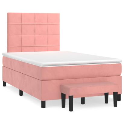 Pat box spring cu saltea, negru, 120x190 cm, catifea GartenMobel Dekor