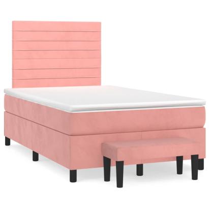 Pat box spring cu saltea, negru, 120x190 cm, catifea GartenMobel Dekor