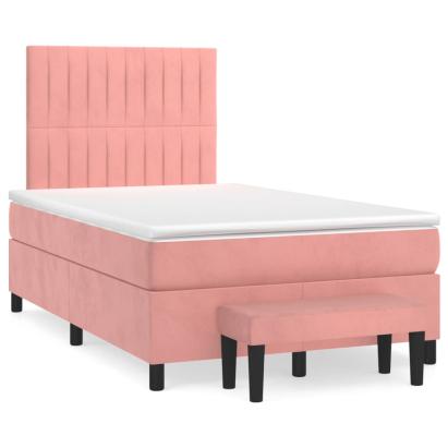Pat box spring cu saltea, negru, 120x190 cm, catifea GartenMobel Dekor