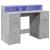 Birou cu lumini LED, gri beton, 120x55x91 cm, lemn prelucrat GartenMobel Dekor
