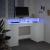 Birou cu lumini LED, alb, 140x55x91 cm, lemn prelucrat GartenMobel Dekor