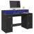 Birou cu lumini LED, negru, 140x55x91 cm, lemn prelucrat GartenMobel Dekor