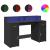 Birou cu lumini LED, negru, 140x55x91 cm, lemn prelucrat GartenMobel Dekor