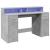 Birou cu lumini LED, gri beton, 140x55x91 cm, lemn prelucrat GartenMobel Dekor
