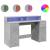 Birou cu lumini LED, gri beton, 140x55x91 cm, lemn prelucrat GartenMobel Dekor