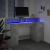Birou cu lumini LED, gri beton, 140x55x91 cm, lemn prelucrat GartenMobel Dekor
