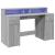 Birou cu lumini LED, gri sonoma, 140x55x91 cm, lemn prelucrat GartenMobel Dekor