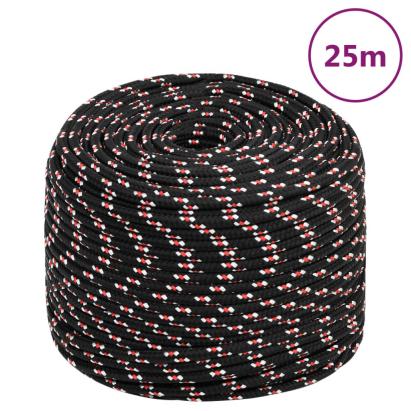Frânghie de barcă, negru, 8 mm, 25 m, polipropilenă GartenMobel Dekor