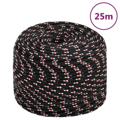 Frânghie de barcă, negru, 10 mm, 25 m, polipropilenă GartenMobel Dekor
