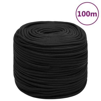 Frânghie de barcă, negru complet, 10 mm, 100 m, polipropilenă GartenMobel Dekor