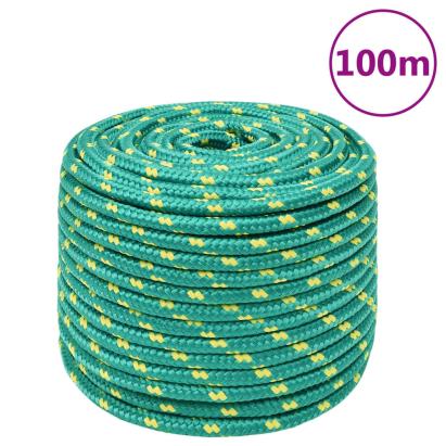 Frânghie de barcă, verde, 12 mm, 100 m, polipropilenă GartenMobel Dekor