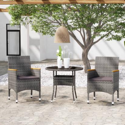 Set mobilier de grădină, 3 piese, gri, poliratan GartenMobel Dekor