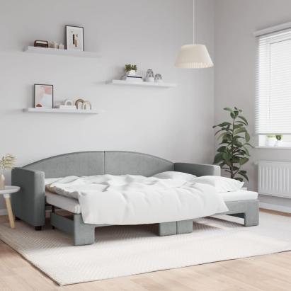 Pat de zi cu extensie, gri deschis, 80x200 cm, textil GartenMobel Dekor