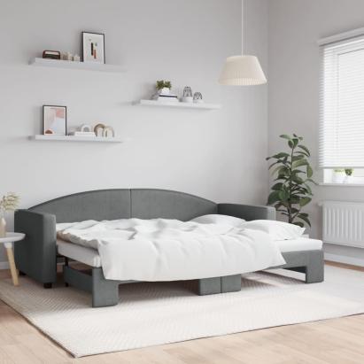 Pat de zi cu extensie, gri închis, 80x200 cm, textil GartenMobel Dekor