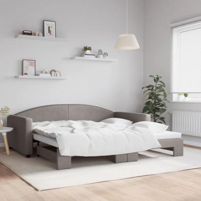 Pat de zi cu extensie, gri taupe, 100x200 cm, textil GartenMobel Dekor