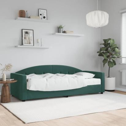 Pat de zi cu saltea, verde închis, 80x200 cm, catifea GartenMobel Dekor