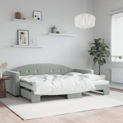 Pat de zi cu extensie, gri deschis, 80x200 cm, catifea GartenMobel Dekor