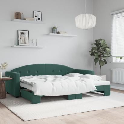 Pat de zi cu extensie, verde închis, 80x200 cm, catifea GartenMobel Dekor