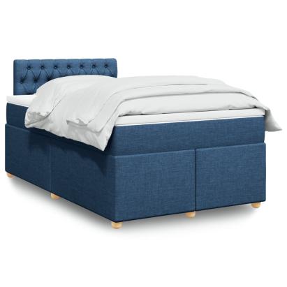 Pat box spring cu saltea, albastru, 120x190 cm, material textil GartenMobel Dekor