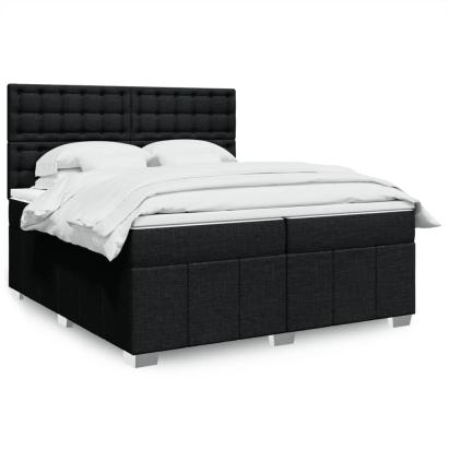 Pat box spring cu saltea, negru, 200x200 cm, textil GartenMobel Dekor