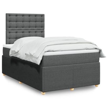 Pat box spring cu saltea, gri închis, 120x190 cm, textil GartenMobel Dekor