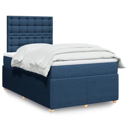 Pat box spring cu saltea, albastru, 120x190 cm, material textil GartenMobel Dekor