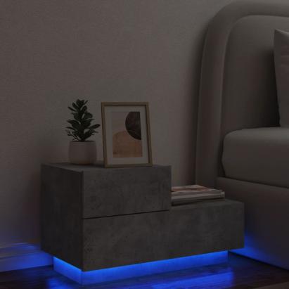 Noptieră cu lumini LED, gri beton, 70x36x40,5 cm GartenMobel Dekor