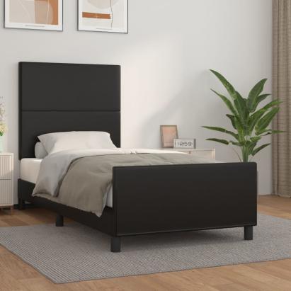 Cadru de pat cu tăblie, negru, 100x200 cm, piele ecologică GartenMobel Dekor