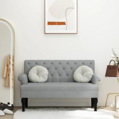 Bancă cu spătar, gri deschis, 120x62x75,5 cm, textil GartenMobel Dekor