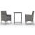 Set mobilier de grădină, 3 piese, gri, poliratan și sticlă GartenMobel Dekor