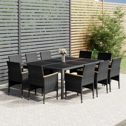 Set mobilier de grădină, 11 piese, gri, poliratan GartenMobel Dekor