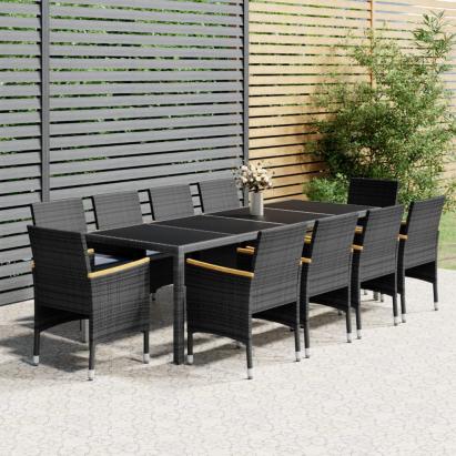 Set mobilier de grădină, 11 piese, gri, poliratan GartenMobel Dekor