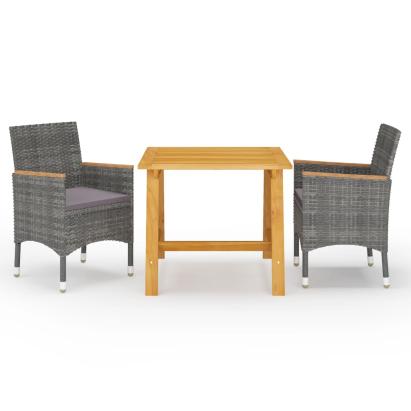 Set de masă pentru grădină, 3 piese, gri GartenMobel Dekor