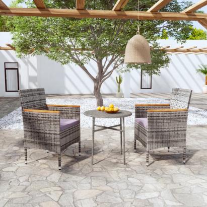 Set mobilier de grădină, 3 piese, gri, poliratan GartenMobel Dekor