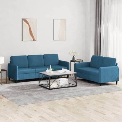 Set canapea 2 piese, albastru, catifea GartenMobel Dekor