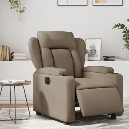 Fotoliu rabatabil electric, cappuccino, piele ecologică GartenMobel Dekor