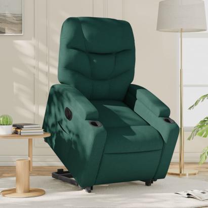 Fotoliu electric rabatabil cu ridicare, verde închis, textil GartenMobel Dekor