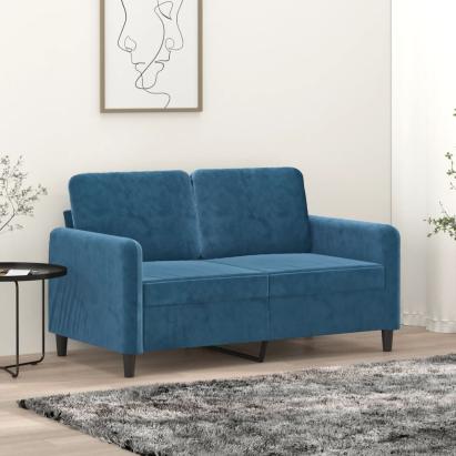 Canapea cu 2 locuri, albastru, 120 cm, catifea GartenMobel Dekor