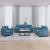 Set de canapele cu perne, 3 piese, albastru, catifea GartenMobel Dekor