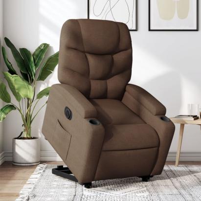 Fotoliu electric rabatabil cu ridicare, maro, textil GartenMobel Dekor
